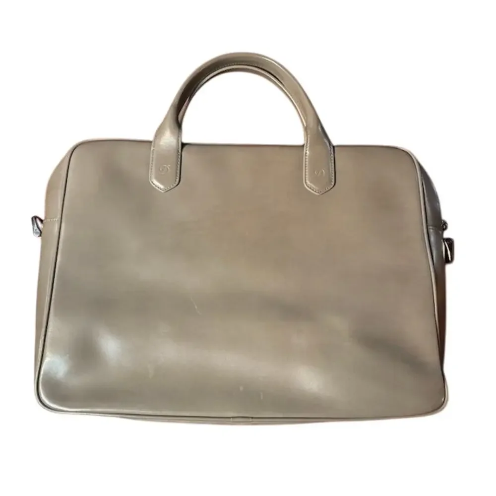 S.T. Dupont Laptop Briefcase Bag Unisex Line D Document Case Brown Leather Zip